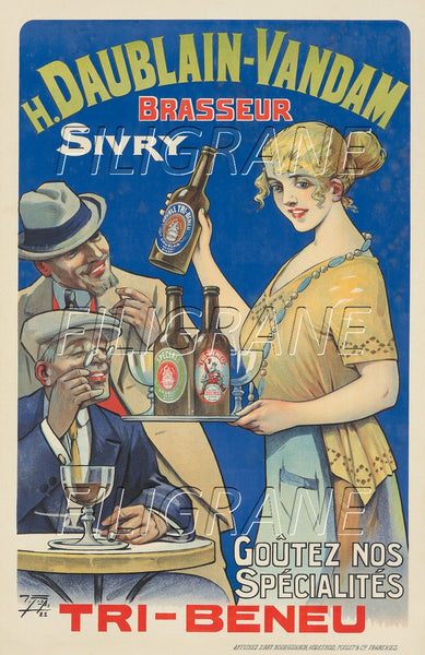 PUB TRI BENEU BièRE DAUBLAIN Rtvt-POSTER/REPRODUCTION d1 AFFICHE VINTAGE