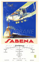 SABENA AVION BELGIQUE Rxhq-POSTER/REPRODUCTION d1 AFFICHE VINTAGE