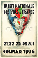 COLMAR FêTE VIN 1936 Rzql-POSTER/REPRODUCTION d1 AFFICHE VINTAGE