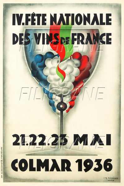 COLMAR FêTE VIN 1936 Rzql-POSTER/REPRODUCTION d1 AFFICHE VINTAGE