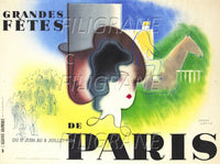FêTES de PARIS 1934 Rkgd-POSTER/REPRODUCTION d1 AFFICHE VINTAGE