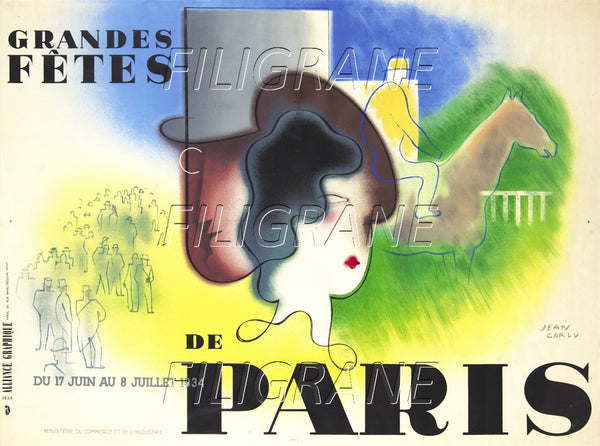 FêTES de PARIS 1934 Rkgd-POSTER/REPRODUCTION d1 AFFICHE VINTAGE