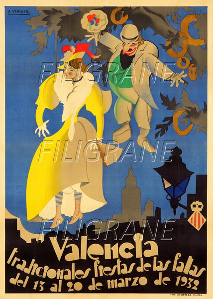 FêTES VALENCIA FIESTAS FALAS 1932 Rpho-POSTER/REPRODUCTION d1 AFFICHE VINTAGE