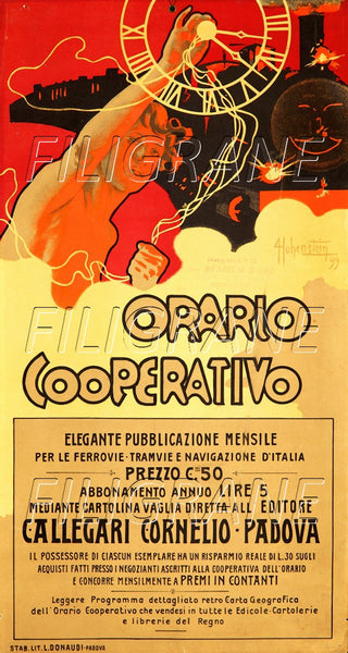 PUB ORARIO COOPERATIVO Rbgw-POSTER/REPRODUCTION d1 AFFICHE VINTAGE