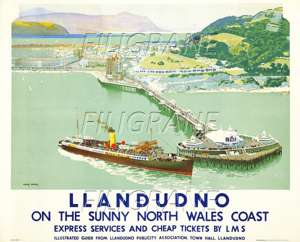 LLANDUDNO BATEAU Rgfu-POSTER/REPRODUCTION d1 AFFICHE VINTAGE