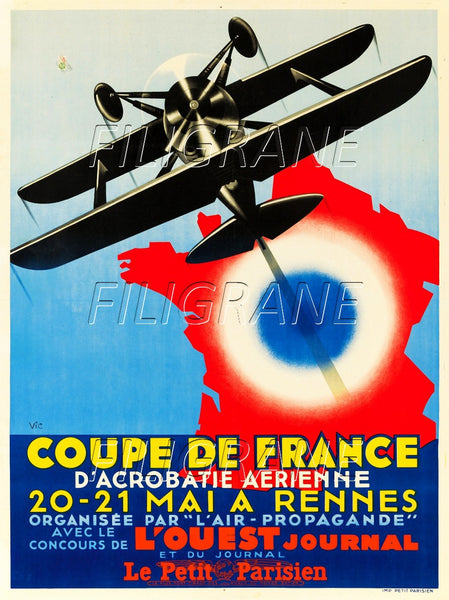 COUPE FRANCE AVIATION Ryal-POSTER/REPRODUCTION d1 AFFICHE VINTAGE
