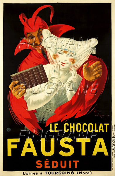 PUB FAUSTA CHOCOLAT Rafs-POSTER/REPRODUCTION d1 AFFICHE VINTAGE