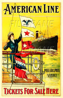 AMERICAN LINE PAQUEBOT Rueq-POSTER/REPRODUCTION d1 AFFICHE VINTAGE