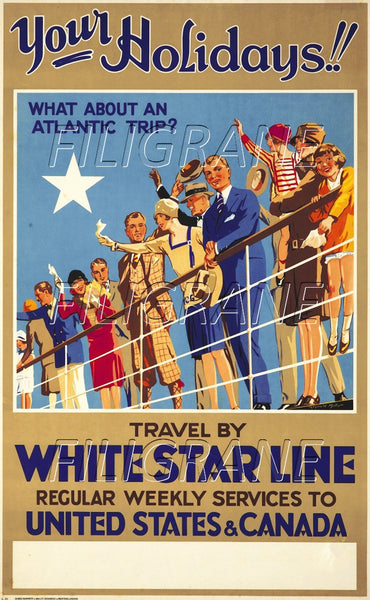 WHITE STAR LINE PAQUEBOT Rrfj-POSTER/REPRODUCTION d1 AFFICHE VINTAGE