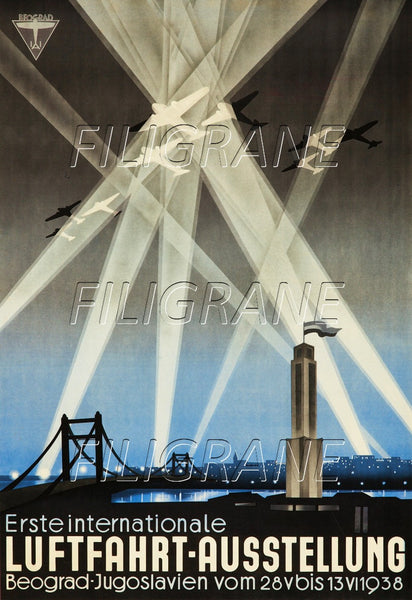 AVIATION LUFTFAHRT AUSSTELLUNG 1938 Rtkb-POSTER/REPRODUCTION d1 AFFICHE VINTAGE