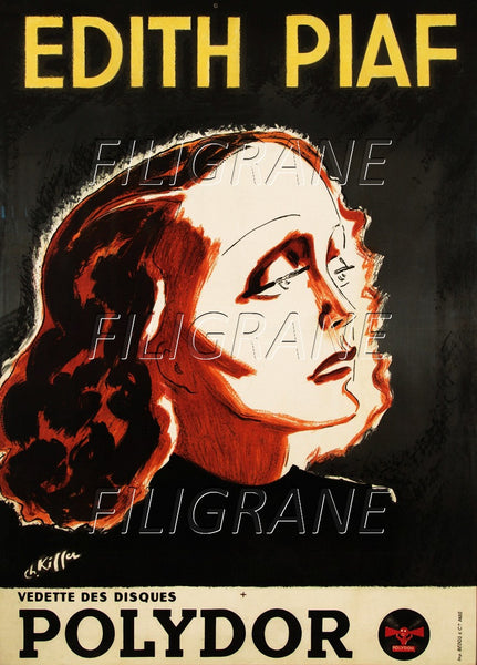 Edith PIAF CHANTEUSE Rryv-POSTER/REPRODUCTION d1 AFFICHE VINTAGE
