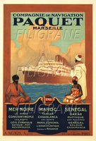 PAQUET BATEAU MARSEILLE Rdlo-POSTER/REPRODUCTION d1 AFFICHE VINTAGE