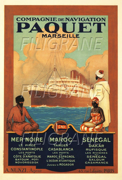 PAQUET BATEAU MARSEILLE Rdlo-POSTER/REPRODUCTION d1 AFFICHE VINTAGE