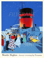 STARLIT NIGHTS PAQUEBOT Rbbn-POSTER/REPRODUCTION d1 AFFICHE VINTAGE