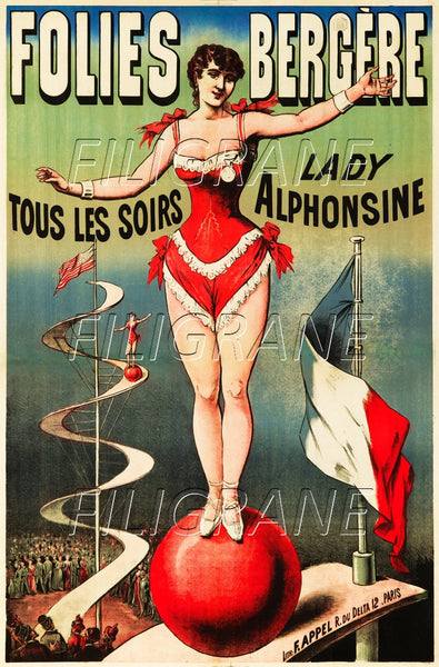 SPECTACLE ALPHONSINE FOLIES BERGèRE Rdzg-POSTER/REPRODUCTION d1 AFFICHE VINTAGE