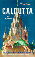 AIRLINES CALCUTTA PAN AMERICAN Rrzu-POSTER/REPRODUCTION d1 AFFICHE VINTAGE