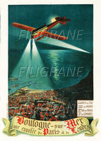 BOULOGNE sur MER AVION Rglo-POSTER/REPRODUCTION d1 AFFICHE VINTAGE