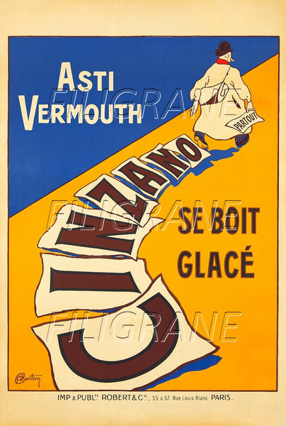PUB CINZANO ASTI VERMOUTH Rnsp-POSTER/REPRODUCTION d1 AFFICHE VINTAGE