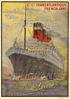 LE PARIS PAQUEBOT Rzst-POSTER/REPRODUCTION d1 AFFICHE VINTAGE