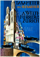 PUB A. WELTI ZURICH TAXAMETER Rygh-POSTER/REPRODUCTION d1 AFFICHE VINTAGE