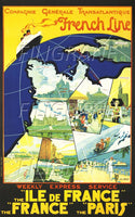 BATEAUX Cie TRANSATLANTIQUE FRANCE Rbdy-POSTER/REPRODUCTION d1 AFFICHE VINTAGE