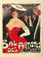 BAL des ARTISTES Rfjl-POSTER/REPRODUCTION d1 AFFICHE VINTAGE