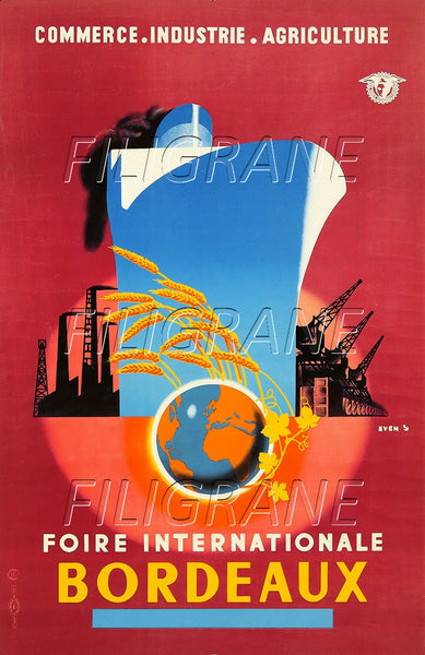 FOIRE BORDEAUX PAQUEBOT Rean-POSTER/REPRODUCTION d1 AFFICHE VINTAGE