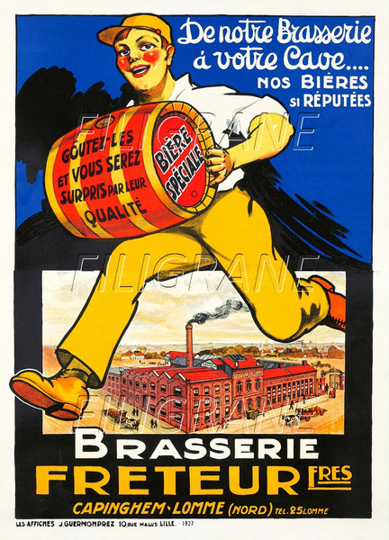 PUB FRETEUR BRASSERIE BièRE Rzzq-POSTER/REPRODUCTION d1 AFFICHE VINTAGE