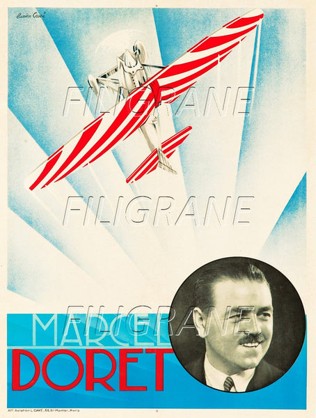 AVIATION Marcel DORET AVIATEUR Rilz-POSTER/REPRODUCTION d1 AFFICHE VINTAGE