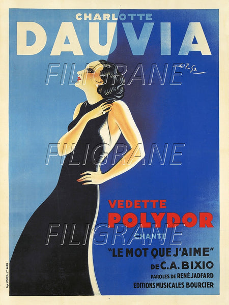 Charlotte DAUVIA CHANTEUSE Rcfd-POSTER/REPRODUCTION d1 AFFICHE VINTAGE