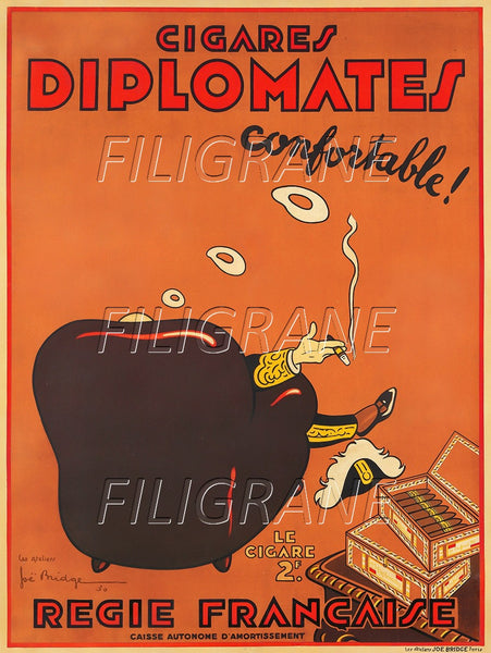 PUB DIPLOMATES CIGARES Rgqn-POSTER/REPRODUCTION d1 AFFICHE VINTAGE