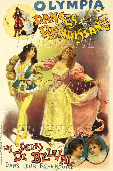 SPECTACLE LES SOEURS de BELVAL OLYMPIA Rvzd-POSTER/REPRODUCTION d1 AFFICHE VINTAGE