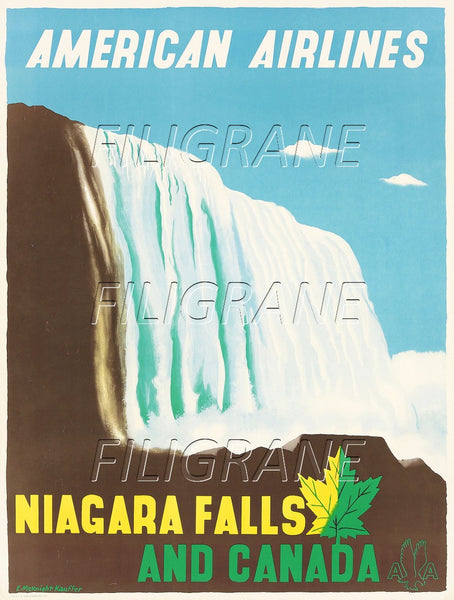NIAGARA FALLS AIRLINES Riat-POSTER/REPRODUCTION d1 AFFICHE VINTAGE