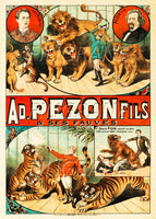 CIRQUE CIRQUE AD. PEZON DOMPTEUR FAUVES Rxrd-POSTER/REPRODUCTION d1 AFFICHE VINTAGE