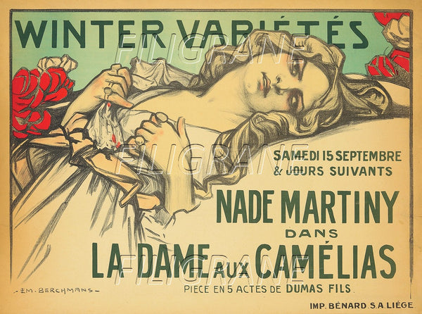 LA DAME aux CAMéLIAS THEATRE Rkle-POSTER/REPRODUCTION d1 AFFICHE VINTAGE