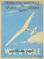 VOL A VOILE AVION Rrts-POSTER/REPRODUCTION d1 AFFICHE VINTAGE