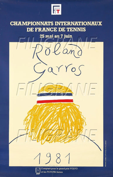 SPORT ROLAND GARROS 1981 TENNIS Rdcy-POSTER/REPRODUCTION d1 AFFICHE VINTAGE