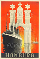 HAMBOURG PAQUEBOT Raxo-POSTER/REPRODUCTION d1 AFFICHE VINTAGE