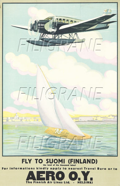 AERO O.Y HYDRAVION  Rvwe-POSTER/REPRODUCTION d1 AFFICHE VINTAGE