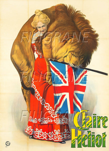 CIRQUE Claire HELIOT DOMPTEUSE LION Rxts-POSTER/REPRODUCTION d1 AFFICHE VINTAGE