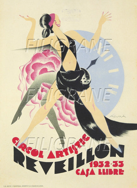PUB REVEILLON CIRCOL ARTISTIC Rjqi-POSTER/REPRODUCTION d1 AFFICHE VINTAGE