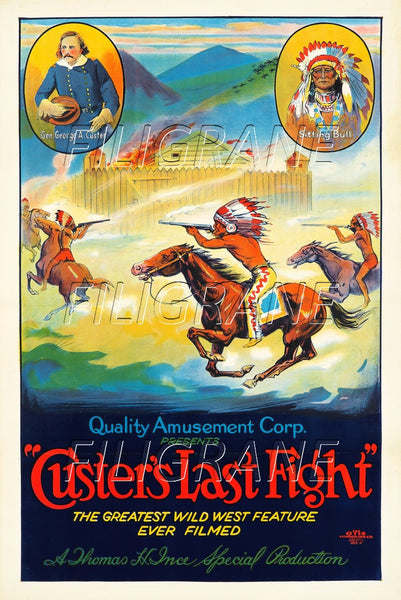 CUSTER'S LAST FIGHT FILM Rjdv-POSTER/REPRODUCTION d1 AFFICHE VINTAGE