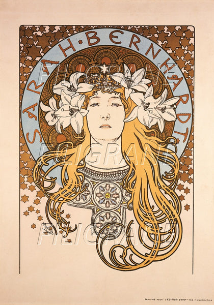 SPECTACLE SARAH BERNHARDT MUCHA Rlon-POSTER/REPRODUCTION d1 AFFICHE VINTAGE