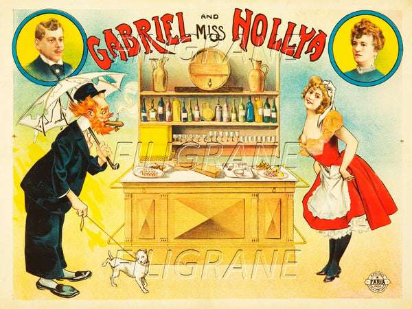 SPECTACLE GABRIEL and MISS HOLLYA  Rnwu-POSTER/REPRODUCTION d1 AFFICHE VINTAGE