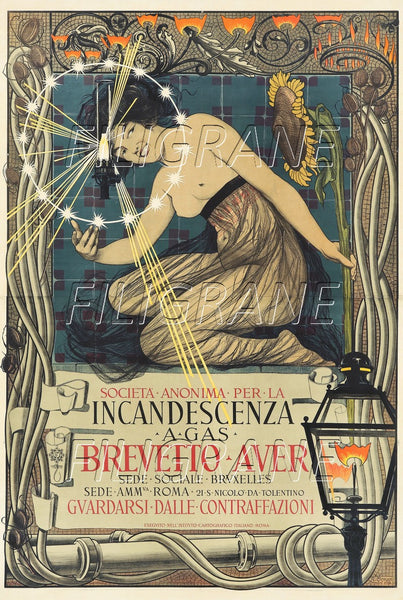 PUB INCANDESCENZA a GAS  Rtiw-POSTER/REPRODUCTION d1 AFFICHE VINTAGE