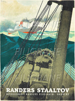 RANDERS STAALTOV BATEAU Rjmb-POSTER/REPRODUCTION d1 AFFICHE VINTAGE