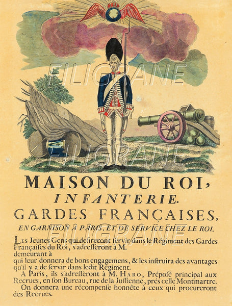 ARMêE GARDES FRANçAISES INFANTERIE Rztf-POSTER/REPRODUCTION d1 AFFICHE VINTAGE