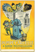 PUB CARUELLE POMPE Reau-POSTER/REPRODUCTION d1 AFFICHE VINTAGE