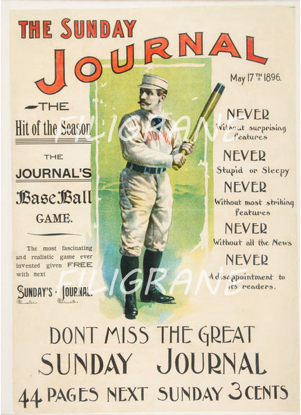 SPORT SUNDAY JOURNAL BASE BALL Rgse-POSTER/REPRODUCTION d1 AFFICHE VINTAGE