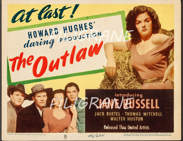THE OUTLAW FILM Rfdh-POSTER/REPRODUCTION d1 AFFICHE VINTAGE